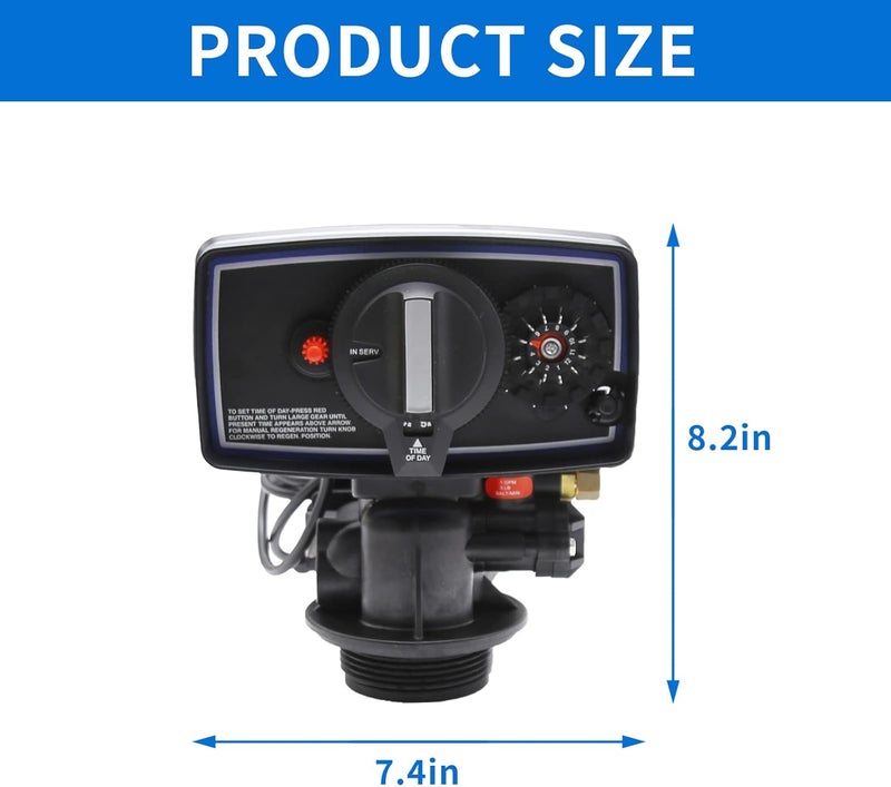 MDEOOSKY 5600 Water Softener Valve, Clock Control Valve, 9-11'' Diameter 110V 12 Day Time Clock Control Valve with Fine Thread for Water Filter Softener Resin Tank - Image 3